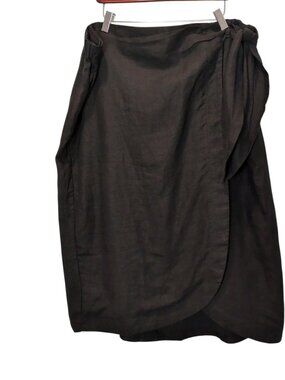 TALBOTS plus linen wrap style skirt in black (18W)